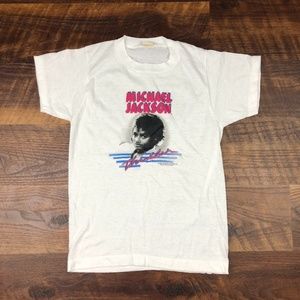 VTG 1984 Michael Jackson Thriller Screen Stars Whi
